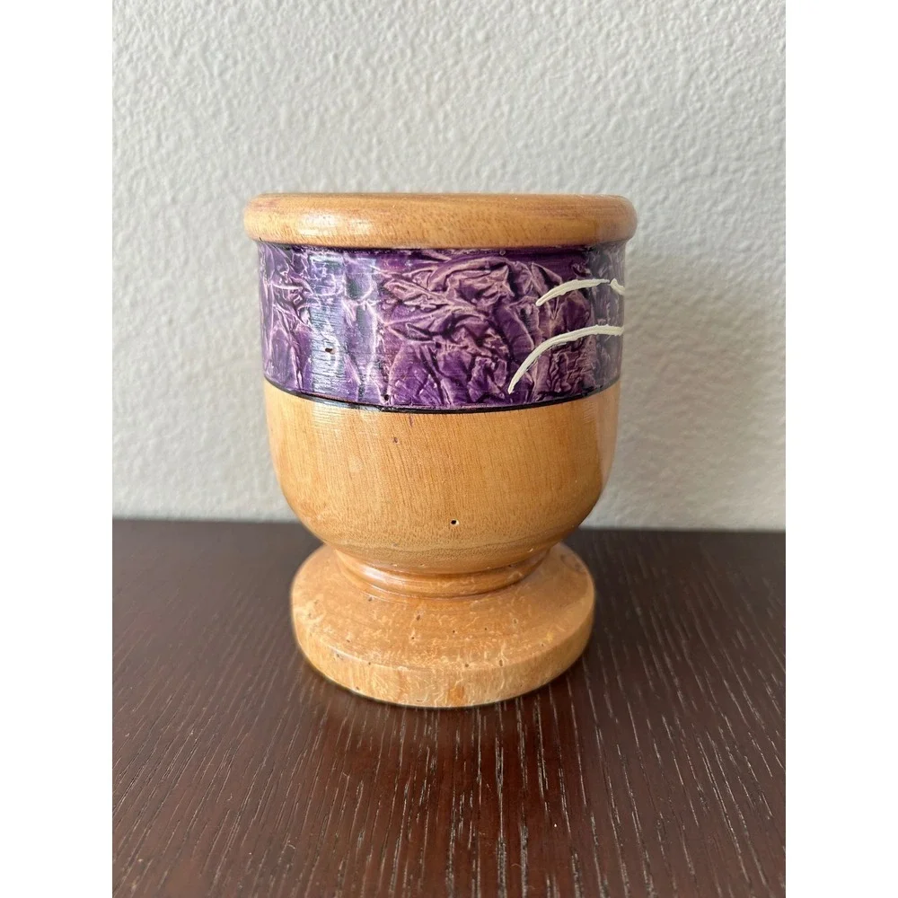 Vintage Hand Crafted Rustic Folk Artsy Wooden Mortar & Pestle From Grand Turk